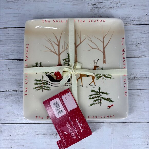 Hallmark Christmas Square Ceramic Treat Plate NWT - Picture 1 of 4